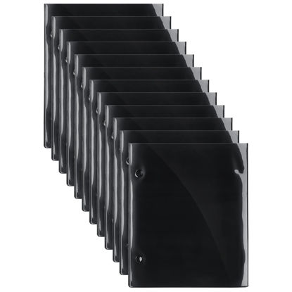 Picture of 12 Pieces Flip Folder Pages Flip Folio Marching Band Music Files Holder Sheet Musical Flip Folder with 2 Holes 7.5 x 6.3 Inches PVC Waterproof Window Pages for Music Files (Black, Double Side)