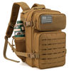 Picture of QT&QY 25L Military Tactical Backpacks For men CCW Army Laser cut Molle Daypack small EDC Bug Out Bag Gym Rucksack With Dual Cup Holders medical Rucksack Khaki
