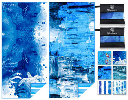 Picture of Widdonen Lightweight Thin Microfiber Beach Towel Sand Free Quick Dry Absorbent Compact Soft Pool Swim Travel Towels Extra Large Oversized Beach Accessories Packable Essentials Stuff Gifts for Adult