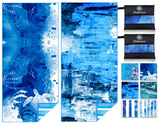 Picture of Widdonen Lightweight Thin Microfiber Beach Towel Sand Free Quick Dry Absorbent Compact Soft Pool Swim Travel Towels Extra Large Oversized Beach Accessories Packable Essentials Stuff Gifts for Adult