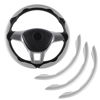 Picture of Amiss 3pcs Car Carbon Fiber Anti-Skid Steering Wheel Cover，Segmented Steering Wheel Protector, Butterfly Steering Wheel Cover, Universal 99% Car Wheel Cover Protector, Car Interior Accessories(White)