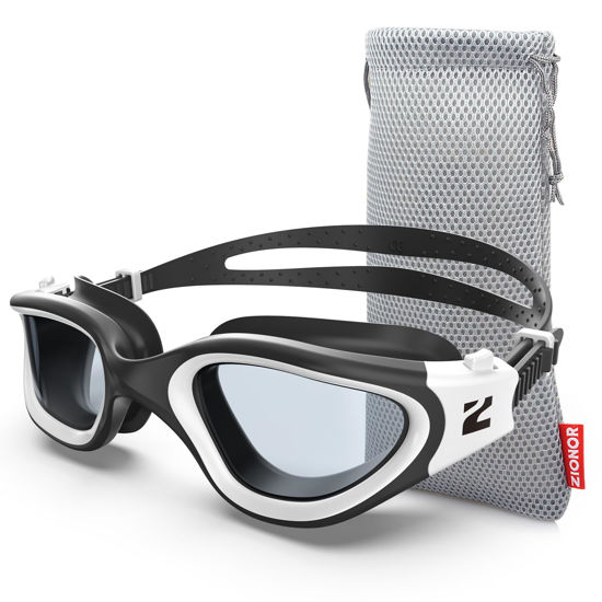 Picture of ZIONOR Swim Goggles, G1 SE Swimming Goggles Anti-fog for Adult Men Women (A0-Clear Lens Black White Frame)