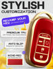 Picture of Lucrum for 2025 Honda Pilot Key Fob Cover and Leather Keychain - for Accord, Civic, CR-V, HR-V - 2022-2025 Full Cover Key Case - TPU Keyfob Cover Compatible with KR5TP-4 - Red and Gold