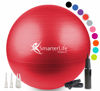 Picture of SmarterLife Exercise Ball Yoga Ball for Fitness, Balance, Stability, or Pregnancy, Gym Ball for Core Workout, Physical Therapy, Yoga Ball Chair for Office, Anti-Slip Anti-Burst (45 cm, Red)