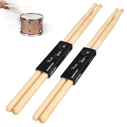 Picture of 2 Pairs Drum Sticks, 7A Drum Sticks, Oval Wood Tip Drum Stick for Drums, Non-slip Drum Stick for Jazz Drum Electronic Drums Musical Instrument Percussion (7A, 2 Pairs)