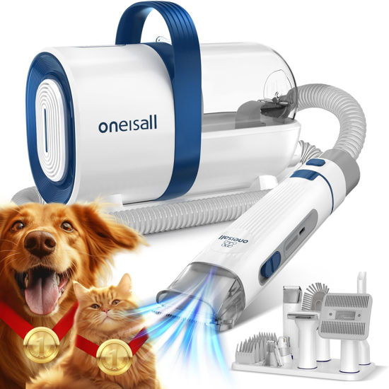 Picture of oneisall Dog Hair Vacuum & Dog Grooming Kit, Pet Grooming Vacuum with Pet Clipper Nail Grinder, 1.5L Dust Cup Dog Brush Vacuum with 7 Pet Grooming Tools for Shedding Pet Hair, Home Cleaning