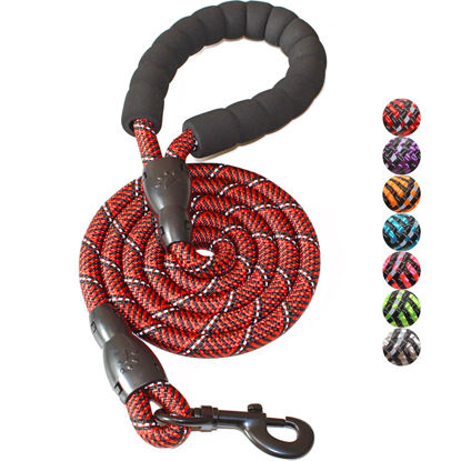Picture of BAAPET 2/4/5/6 FT Dog Leash with Comfortable Padded Handle and Highly Reflective Threads for Small Medium and Large Dogs (5FT-1/2'', Black Red)