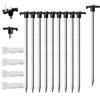 Picture of Eurmax USA Galvanized Non-Rust Camping Family Tent Pop Up Tent Stakes Ice Tools Heavy Duty 10pc-Pack, with 4x10ft Ropes & 1 Stopper(Black)