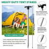 Picture of Eurmax USA Galvanized Non-Rust Camping Family Tent Pop Up Tent Stakes Ice Tools Heavy Duty 10pc-Pack, with 4x10ft Ropes & 1 Stopper(Black)