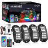 Picture of Nilight RGB LED Rock Lights Kit 4 PCS 18LED Wide Angle Wheel Well Light with Remote & Bluetooth App Dual Control Multi Modes Underglow Multicolor Neon Light Pod for ATV UTV SUV Offroad Truck RZR Boat