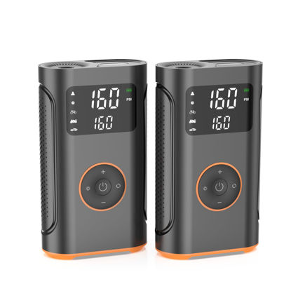 Picture of (New Upgrade) ZSX Tire Inflator Portable Air Compressor-160 PSI Portable Air Compressor for Car, Smart Electric Bike Pump with Memory Function, Gifts for Men Husband Father, 2 Pack