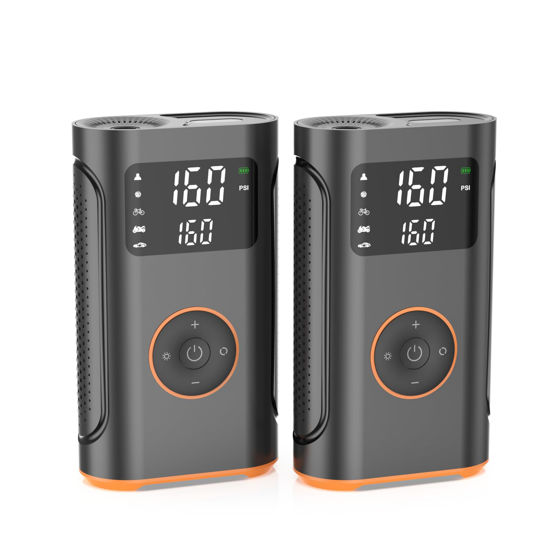 Picture of (New Upgrade) ZSX Tire Inflator Portable Air Compressor-160 PSI Portable Air Compressor for Car, Smart Electric Bike Pump with Memory Function, Gifts for Men Husband Father, 2 Pack