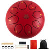 Picture of Eavnbaek Steel Tongue Drum 6 Inch 8 Note Steel Hand Drum with Bag, Music Book, Drumsticks, Mallet Holder and Finger Paddles, for Camping, Meditation or Yoga (Red)