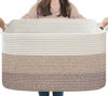 Picture of Goodpick Storage Basket, 21.6" x 14.9" x 11.8", Blanket Basket for Living Room, Large Woven Basket for Clothes, Toy Baskets for Organizing, Rectangle Rope Baskets for Storage, Light Brown
