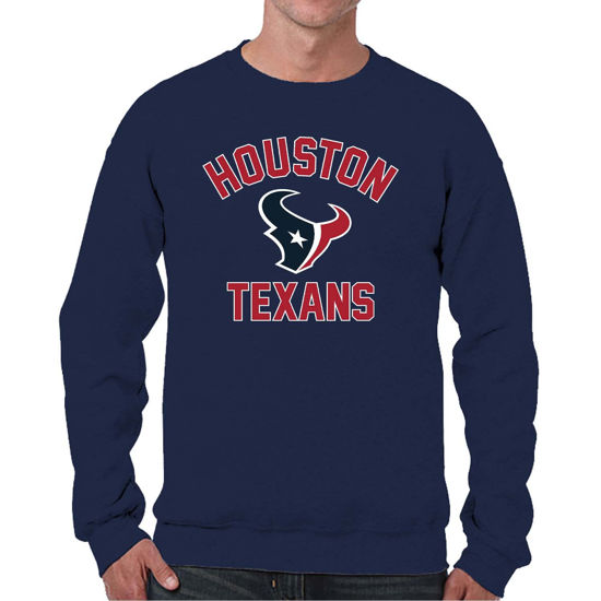 Picture of Team Fan Apparel NFL Adult Gameday Football Crewneck Sweatshirt - Cotton Blend - Stay warm, comfortable & stylish on game day (Houston Texans - Navy, Adult Large)
