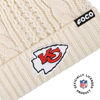 Picture of FOCO Women's Kansas City Chiefs NFL Team Logo Cable Knit Pom Beanie Hat, White