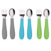 Picture of WeeSprout Toddler Utensils, 3 Forks & 3 Spoons, 18/8 Stainless Steel & Food Grade Silicone, Thick Easy-Grip Handles, Perfect Length For New Self Feeders, Gentle On Gums & Teeth, Dishwasher Safe