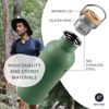 Picture of Bambaw Travel Water Bottle 32oz, Green Water Bottle No Straw, Non-insulated Single Wall Stainless Water Bottle, Hiking Water Bottle, 1 Liter Water Bottle with Handle - Sage Green