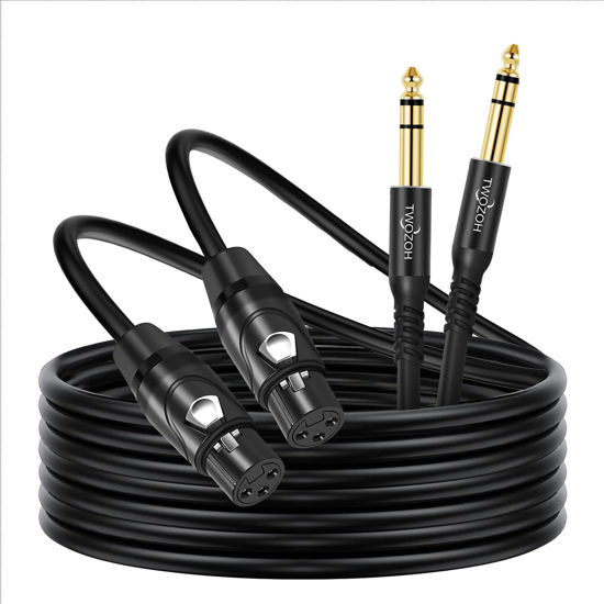 Picture of Twozoh XLR Female to 1/4 Inch (6.35mm) TRS Cable 3.3FT 2 Pack, Quarter Inch Jack Balanced to XLR Microphone Cable (Professional/HiFi)