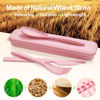 Picture of Reusable Travel Utensils Set with Case, 12 Sets Wheat Straw Portable Knife Fork Spoons Cutlery, Eco-Friendly BPA Free Plastic Tableware for Kids Adults Travel Picnic Camping Utensils