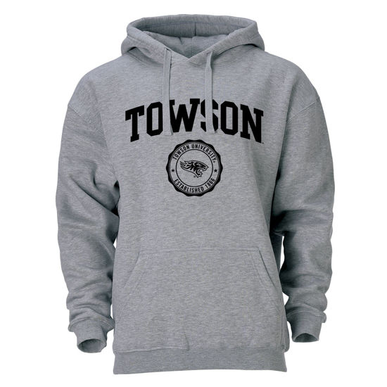 Picture of Barnesmith Towson University TOW, TU Tigers Hooded Sweatshirt, Heritage, Charcoal Grey, X-Large