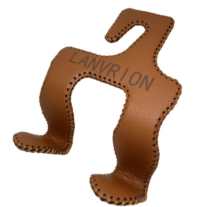 Picture of LANVRION Car Headrest Hooks for Purses and Bags, Upgraded 2 in 1 Cars Back Seat Head Rest Hanger Vehicle Leather Organizer Storage Holder Hook Matching Cars Interior, 1-Pack, Brown