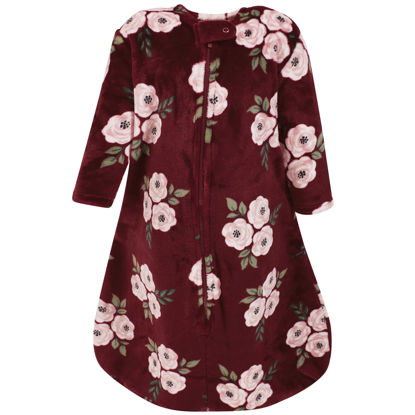 Picture of Hudson Baby Unisex Baby Plush Sleeping Bag, Sack, Blanket, Burgundy Floral Long Sleeve, 6-12 Months