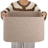 Picture of OIAHOMY Cotton Rope Basket, Rectangle Woven Nursery Blanket Basket, Toy Storage Basket with Handle, Baskets for Organizing, 18”x14”x12”, Brown variegated