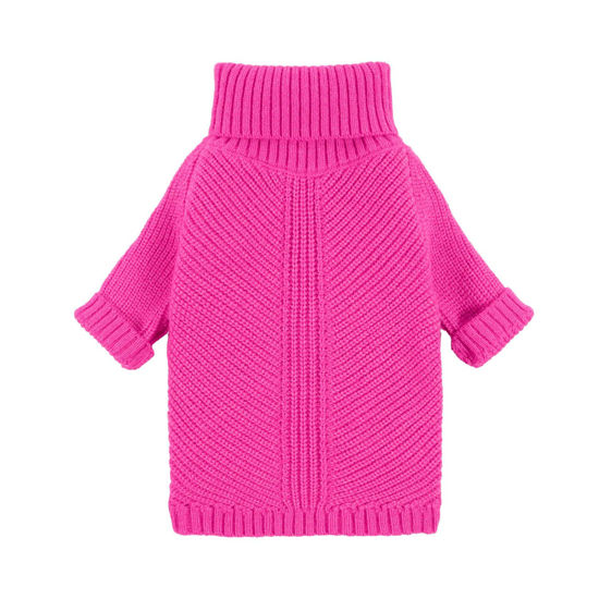 Picture of Fitwarm Dog Turtleneck Sweater, Dog Winter Clothes for Small Dogs Girl, Knitted Pet Coat, Cat Outfit, Hot Pink, Large