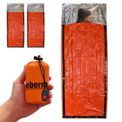 Picture of Emergency Survival Sleeping Bag | Portable Emergency Blanket Survival Gear Emergency Bivvy Sack Thermal Sleeping Bag Camping, 2 Pack
