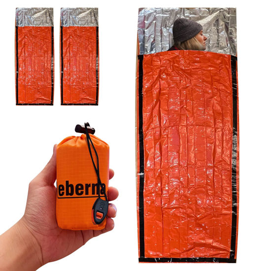 Picture of Emergency Survival Sleeping Bag | Portable Emergency Blanket Survival Gear Emergency Bivvy Sack Thermal Sleeping Bag Camping, 2 Pack