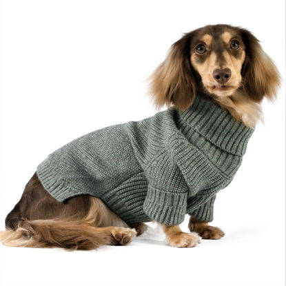 Picture of Fitwarm Dog Turtleneck Sweater, Thermal Knitted Pet Coat, Dog Winter Clothes for Small Dogs, Cat Apparel, Heather Grey, XSmall