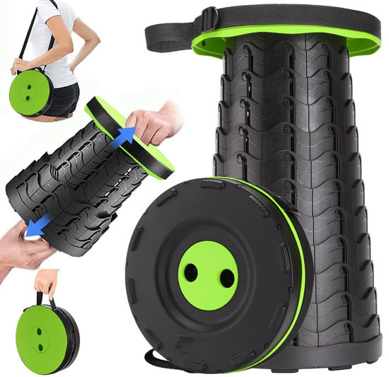 Picture of Fishboy Upgraded Collapsible Stool, 400lbs Max Weight, Lightweight But Sturdy, Portable Retractable Folding Telescoping Foldable Camping Stool for Adults Outdoor Fishing Hiking Gardening Travel BBQ