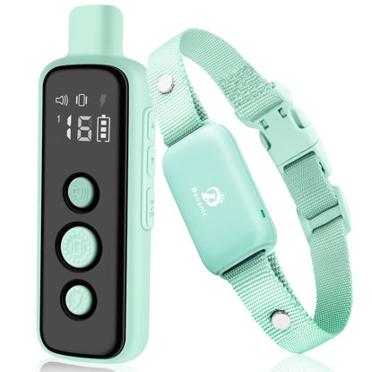 Picture of Bousnic Shock Collar for Dogs - Waterproof Rechargeable Dog Electric Training Collar with Remote for Small Medium Large Dogs with Beep, Vibration, Safe Shock Modes (8-120 Lbs) (Green)
