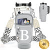 Picture of LOKASS Water Bottle Holder with Strap for Stanley Cup 40 oz Tumbler with Handle, Personalized Initial, Water Bottle Carrier Bag with Phone Pocket & Carabiner for Stanley Cup Accessories