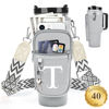 Picture of LOKASS Water Bottle Holder with Strap for Stanley Cup 40 oz Tumbler with Handle, Personalized Initial, Water Bottle Carrier Bag with Phone Pocket & Carabiner for Stanley Cup Accessories