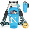 Picture of LOKASS Water Bottle Holder with Strap for Stanley Cup 40 oz Tumbler with Handle, Personalized Initial, Water Bottle Carrier Bag with Phone Pocket & Carabiner for Stanley Cup Accessories