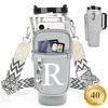 Picture of LOKASS Water Bottle Holder with Strap for Stanley Cup 40 oz Tumbler with Handle, Personalized Initial, Water Bottle Carrier Bag with Phone Pocket & Carabiner for Stanley Cup Accessories