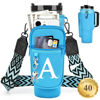 Picture of LOKASS Water Bottle Holder with Strap for Stanley Cup 40 oz Tumbler with Handle, Personalized Initial, Water Bottle Carrier Bag with Phone Pocket & Carabiner for Stanley Cup Accessories