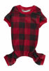 Picture of Red Plaid Christmas Clothes for Dogs Baffulo Pajamas Onesie PJS for Pet Back Length 12" Small