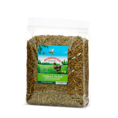 Picture of WORMSKING 2LB Dried Black Soldier Fly Larvae, More Calcium Than Dried Mealworms, High Protein Chicken Feed, Poultry Treat, Chicken Scratch