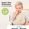 Picture of 3-Pack Waterproof Baby Bibs for Eating - Lightweight Baby Bib with Food Catcher, Mess Proof Toddler Bibs, Waterproof Bibs for Baby Boys, Baby Girls, Feeding Bibs, Drool Bibs, Baby Food Bibs (Slate)