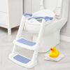 Picture of Forbena Blue Toddler Boys Toilet Potty Training Seat with Step Stool Ladder, Baby Child Kids Adjustable Height Sturdy Potty Seat with Soft Cushion and Comfortable Handles (White and Blue)