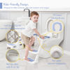 Picture of Forbena Blue Toddler Boys Toilet Potty Training Seat with Step Stool Ladder, Baby Child Kids Adjustable Height Sturdy Potty Seat with Soft Cushion and Comfortable Handles (White and Blue)
