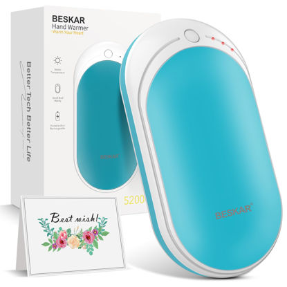 Picture of BESKAR Rechargeable Hand Warmer, 5200mAh Electric Hand Heater, Double-Sided Heating, USB Quick Charge, Portable Pocket Hand Warmer for Outdoor, Golf, Raynauds - Winter Warm Gift