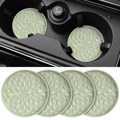 Picture of ME.FAN Car Cup Coaster [4 Pack] Silicone Car Coasters/Cup Mats - 2.75In Universal Non-Slip Recessed Car Interior Accessories - Car Cup Holder Insert Coasters Desert Sage