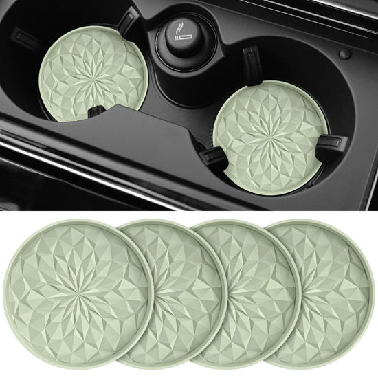 Picture of ME.FAN Car Cup Coaster [4 Pack] Silicone Car Coasters/Cup Mats - 2.75In Universal Non-Slip Recessed Car Interior Accessories - Car Cup Holder Insert Coasters Desert Sage