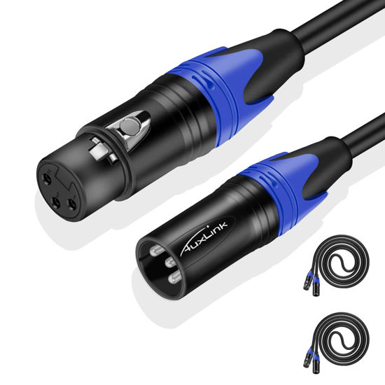 Picture of AuxLink XLR Microphone Cable, XLR Cables 15ft 2 Pack, XLR Male to Female Microphone Cable 3 Pin Suitable for Speaker Systems, Radio Station, stage Lighting and More