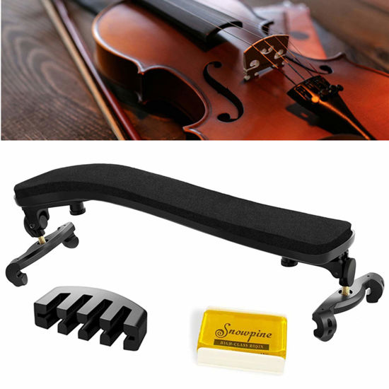 Picture of SUEWIO Violin Shoulder Rest for 4/4-3/4 Size, with Collapsible and Height Adjustable Feet, Including a Violin Practice Mute