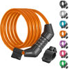 Picture of Titanker Bike Lock Cable, 4 Feet Bike Cable Lock Basic Self Coiling Kids Bike Lock Combination with Complimentary Mounting Bracket, 5/16 Inch Diameter (4FT, Orange-8mm)